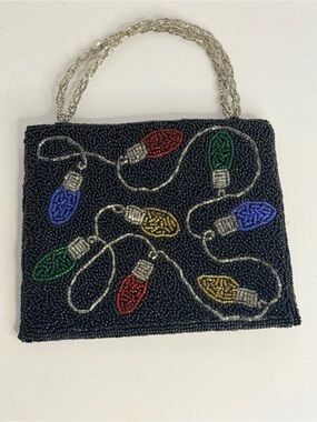 Inge Christopher Beaded Christmas Lights Mini Handbag Black Holiday